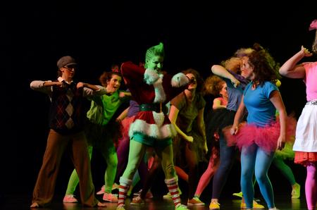 Erin Spencer, senior biology major, plays the part of the Grinch during Kappa Delta's performance for the 15th annual Variety Show. - Photo by Anne Richoux