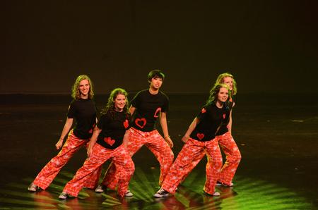 Anna Lewis, Renee Marshall, Anna Loi, Melissa Smith, and Cady Stallings perform during the 15th Annual Variety Show, which was hosted by the Student Activities Council. - Photo by Zac Calvert