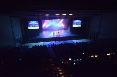 The largest crowd that has ever come to the 15th Annual Variety Show, hosted by the Student Activities Council, watch as members of Lambda Chi Alpha perform on stage. The men of Lambda Chi Alpha went on to win the best overall award for the small group competition.  - Photo by Zac Calvert