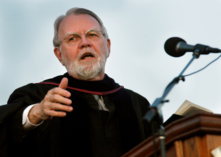 The Union University alma mater was lead by Joseph Blass, university professor of music, who is retiring this year after 45 years of service. Blass has been named professor emeritus of music.  - Photo by Jonathan Blair