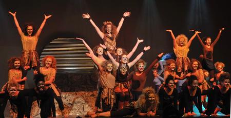 The women of Chi Omega reenact a scene from "The Lion King" during their performance at the 15th annual Variety Show. - Photo by Morris Abernathy