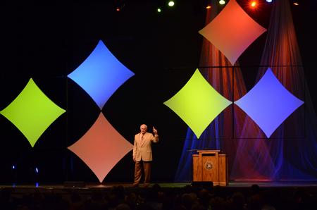 Stage decor references the stars from the Pittsburgh Steelers logo during the Roy L. White Legacy Golf & Gala featuring Terry Bradshaw, former Steelers quarterback. - Photo by Jacob Moore
