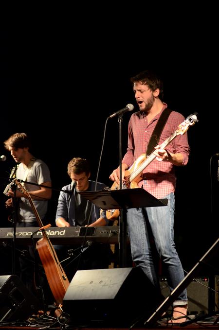 Rob Griffith, junior English major, and other members of the band Flying Colours perform at Union Night during Family Weekend. - Photo by Anne Richoux