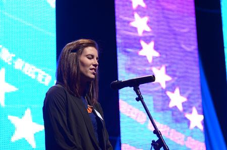 Kylie McDonald, student government association president, gives the invocation during the 15th Annual Scholarship Banquet. - Photo by Jacob Moore