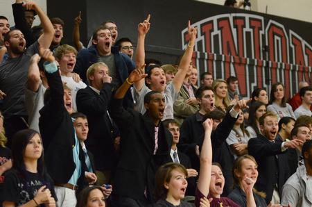 Students celebrate a score for the Bulldogs during Union's first game as a member of the Gulf South Conference. - Photo by Jacob Moore