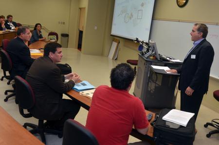 Jim Avery, associate vice president for information technology, gives a presentation to faculty members at the start of the Fall semester.  - Photo by Morris Abernathy