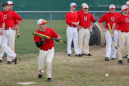 Tyler Tidwell, freshman sports medicine major, gets ready for a pitch in practice. - Photo by Matt McDaniel