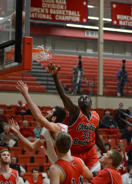 Dani Marti goes in for a rebound during a home game against Christian Brothers University. - Photo by Jacob Moore