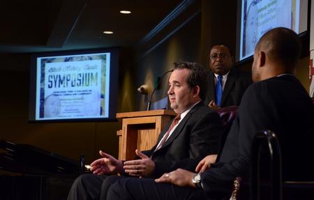 John Bryson, teaching pastor of Fellow Memphis church, speaks during a panel discussion at the sixth annual Black History Month Celebration held in the Carl Grant Events Center. - Photo by Jacob Moore