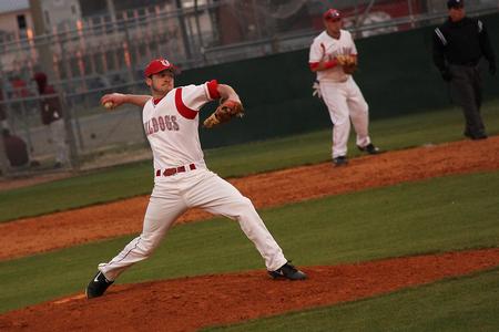 John Reed pitches for 6 innings in the game against the Freed-Hardeman Lions. - Photo by Matt McDaniel