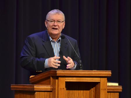 Friend of Union University Pastor Rick White of the People's Church speaks in chapel. - Photo by Morris Abernathy