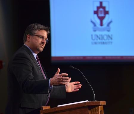 Stephen F. Hayes, a senior writer at The Weekly Standard, contributor to FOX News and author, speaks at Union University March 19 as part of the ongoing Union Forum luncheon lecture series.

Hayes has written extensively about national politics, international affairs and the country’s current political leadership. He is the author of two New York Times best sellers: “The Connection: How al Qaeda’s Collaboration with Saddam Hussein Has Endangered America” and “Cheney: The Untold Story of America’s Most Powerful and Controversial Vice President.”  - Photo by Morris Abernathy