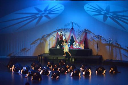 The ladies of Zeta Tau Alpha perform in their own rendition of "Phantom of the Opera" for the 16th annual Variety Show, presented by the Student Activities Council. - Photo by Morris Abernathy