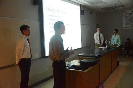 A group of engineering students presents their research during the 10th annual Scholarship Symposium. - Photo by Matt McDaniel