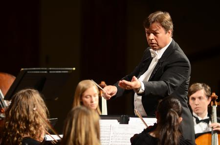 The first Union University orchestra plays a recital at First Baptist Church, conducted by Michael Mann, assistant professor of music. - Photo by Matt McDaniel