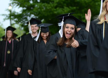 English graduate Heather Franks poses during the processional at Spring Graduation. - Photo by Jacob Moore