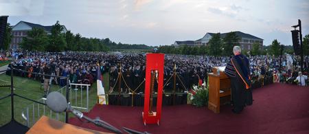 David S. Dockery, president of the university, speaks to graduates and guests at Spring Graduation. - Photo by Morris Abernathy