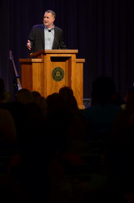 Todd Brady, vice president for university ministries, speaks to new students about making the most of their time at Union. - Photo by Anne Richoux
