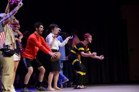 Focus leaders perform the skit "If I weren't a Focus Leader" for new students during the Focus Show. - Photo by Anne Richoux