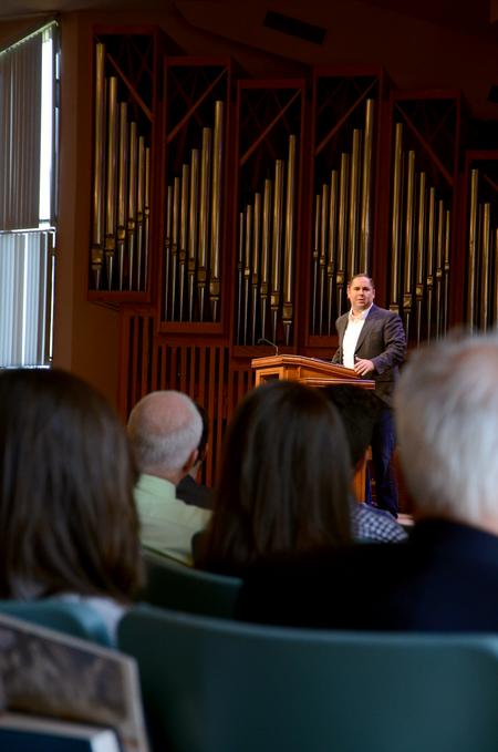 Freddy T. Wyatt, pastor of Gallery Church in New York, New York, challenged students in chapel to consider the question, “Does Jesus Think You Are a Follower of Jesus?” - Photo by Amanda Rohde