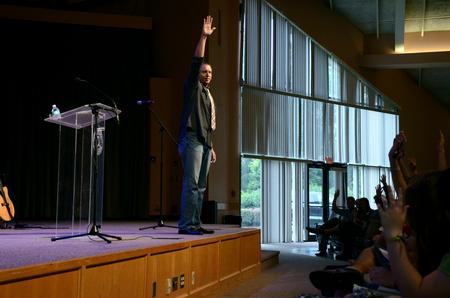 Vance Pittman, senior pastor of Hope Church in Las Vegas, Nev., delivers a message from Romans 10:14-15 about the need to bring the good news to all nations.  - Photo by Anne Richoux