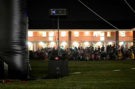 Students and their families enjoy SAC's Movie on the Lawn during family weekend. - Photo by Amanda Rohde