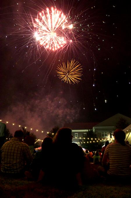Families enjoy a spectacular fireworks show at the conclusion of Union Night during Family Weekend. - Photo by Amanda Rohde