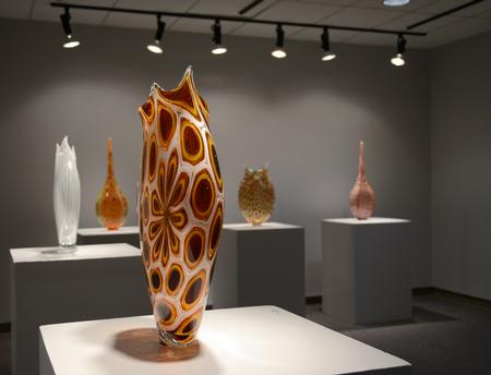 Glass sculptures made by artist David Patchen are shown in the Union Art Gallery. - Photo by Jacob Moore