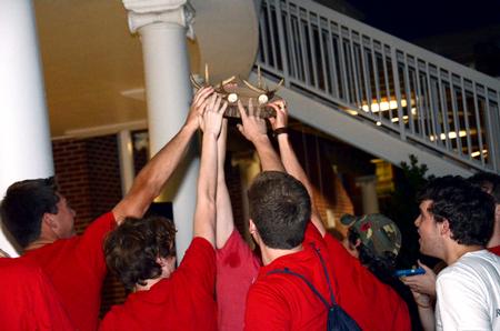 The men of Jarman celebrate after winning the Great Outdoors competition. - Photo by Amanda Rohde