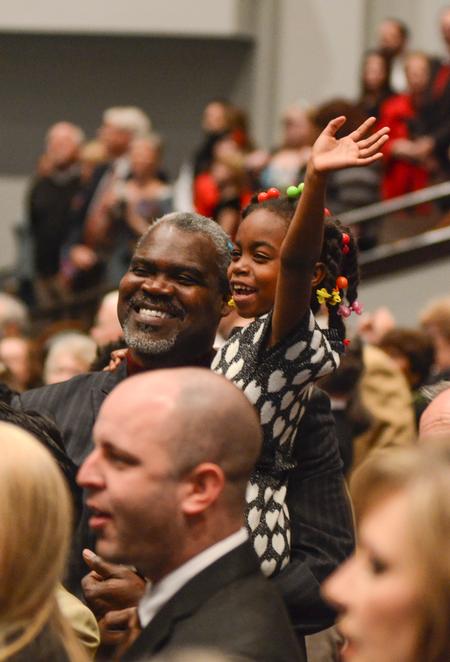 Families welcome their graduates during the Fall Commencement Services processional at West Jackson Baptist Church. - Photo by Jacob Moore