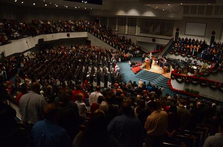 The 189th graduating class gathers for Fall Commencement at West Jackson Baptist Church. - Photo by Jacob Moore