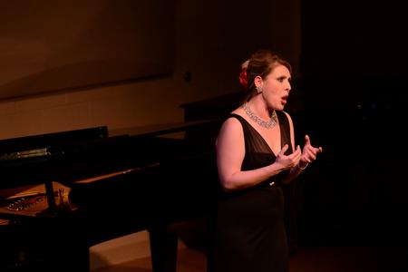 Sabrina Warren performs for students, faculty, staff, and guests during her faculty voice recital in Hartley Recital Hall.  - Photo by Anne Richoux