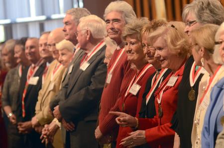 The graduating class of 1964 is recognized in Homecoming Chapel. - Photo by Amanda Rohde