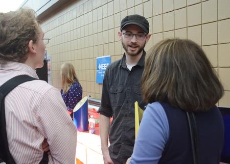 Ward Howard, senior physics major, talks to prospective students about campus organizations. - Photo by Amanda Rohde