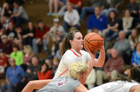 Lady Bulldog Shelby Ashcraft shoots a free throw during Union's NCCAA regional championship win over Lee University.  - Photo by Anne Richoux