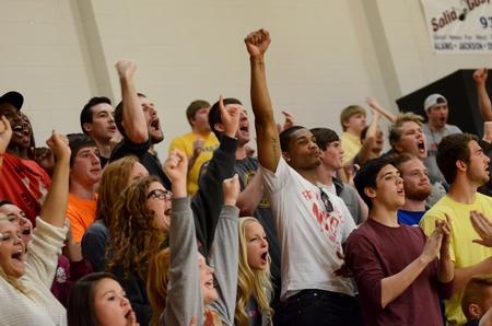 Students cheer as the Lady Bulldogs compete against Lee University for the NCCAA regional title. Union won 68-65.  - Photo by Anne Richoux