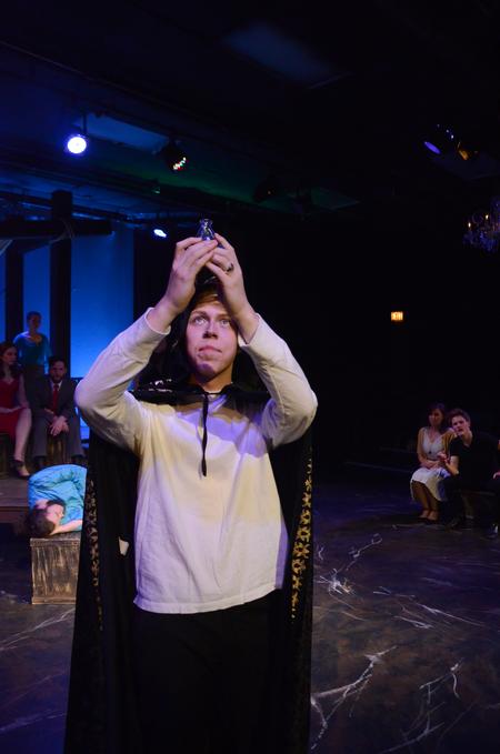 Garyn McIntryre, freshman theatre major, performs a scene in the Union University Players' production of Shakespeare's "Hamlet." - Photo by Amanda Rohde