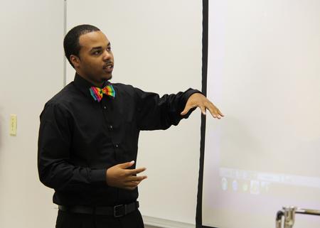 Alexander Roberts, senior computer science major, presents his project for the 11th Annual Union University Scholarship Symposium. - Photo by Matt McDaniel