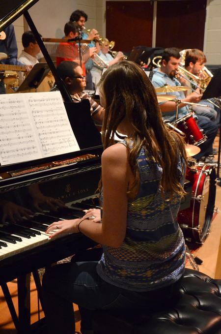 Anna Lewis, senior tesl major, plays the piano in the Jazz Band concert. - Photo by MiKalla Cotton