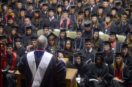 David S. Dockery, president of the University, welcomes graduates and their families to the Spring Commencement Services of the 189th graduating class. - Photo by Amanda Rohde