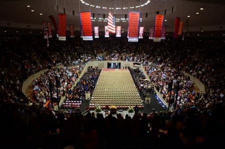 The processional for Spring Commencement was led by the Union University banners carried by the SGA President and Senior Class President. - Photo by Amanda Rohde