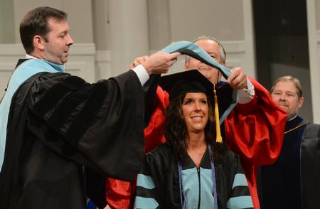 Jennifer Land Graham receives her Ed.D with a little help from her father Dr. Richard Land.