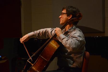 Cellist Leonardo Altino performs in Hartley Recital Hall. - Photo by Meg Rushing