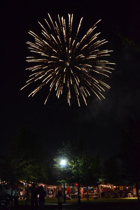 Students and their families enjoy the fireworks over the Great Lawn that end this year's Family Weekend.  - Photo by Emily Stookey