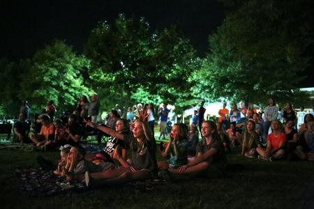 Guests of Union Night during Family Weekend react to the brilliant fireworks display at the end of the evening.  - Photo by Kristi McMurry Woody