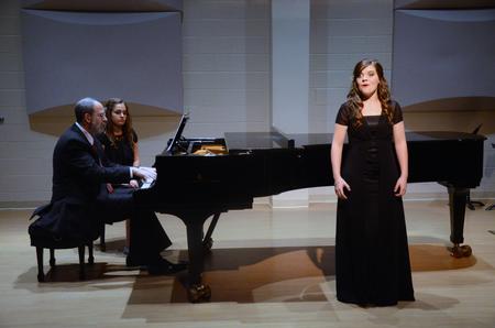 Elizabeth Vaughn, senior music education major, sings "Wind" by Barbara Harbach during Harbach's guest composition recital.  - Photo by Amanda Rohde