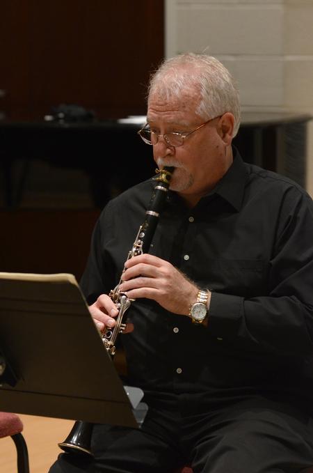 David McClune, professor of music, plays the clarinet during a recital. - Photo by Meg Rushing