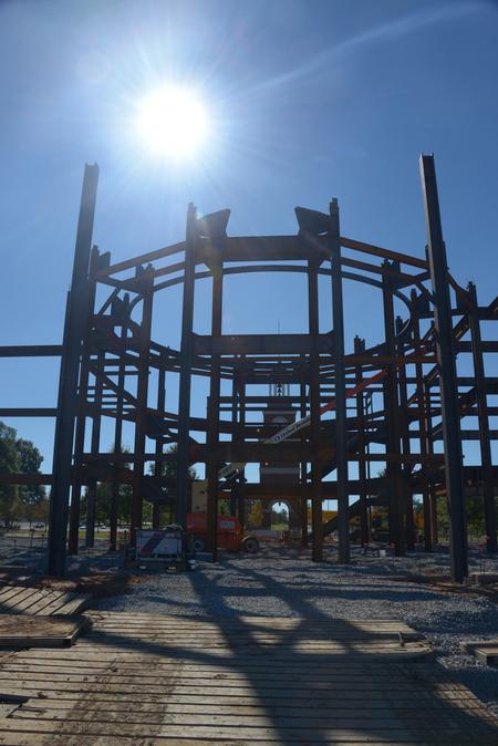 Each day more steel goes up on the Construction site. - Photo by Morris Abernathy