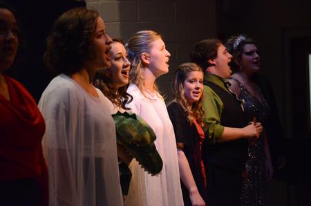 Students conclude their performance of an opera workshop in Hartley Recital Hall. - Photo by MiKalla Cotton