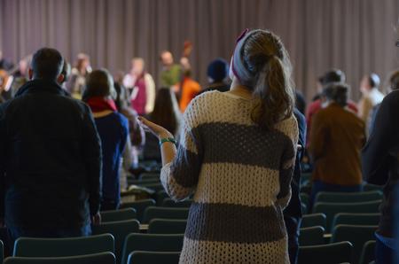 Students worship during chapel as the City Fellowship band leads music in the G.M. Savage Memorial Chapel. - Photo by MiKalla Cotton